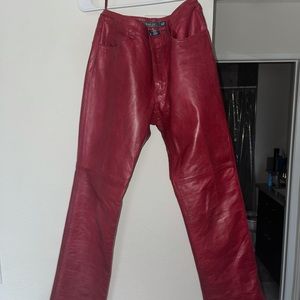 Gap red burgundy leather pants bootcut